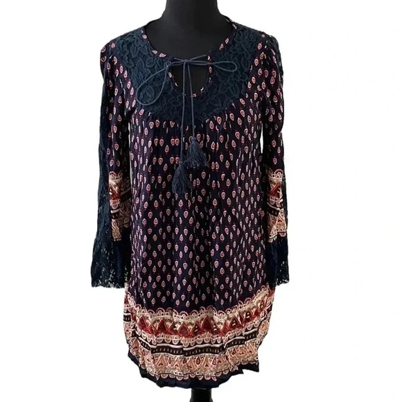 Velzera Boho Lace Mini Dress Size S - Picture 1 of 8